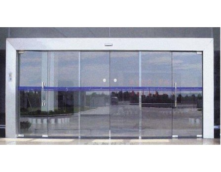 Frameless glass hospital entrance door